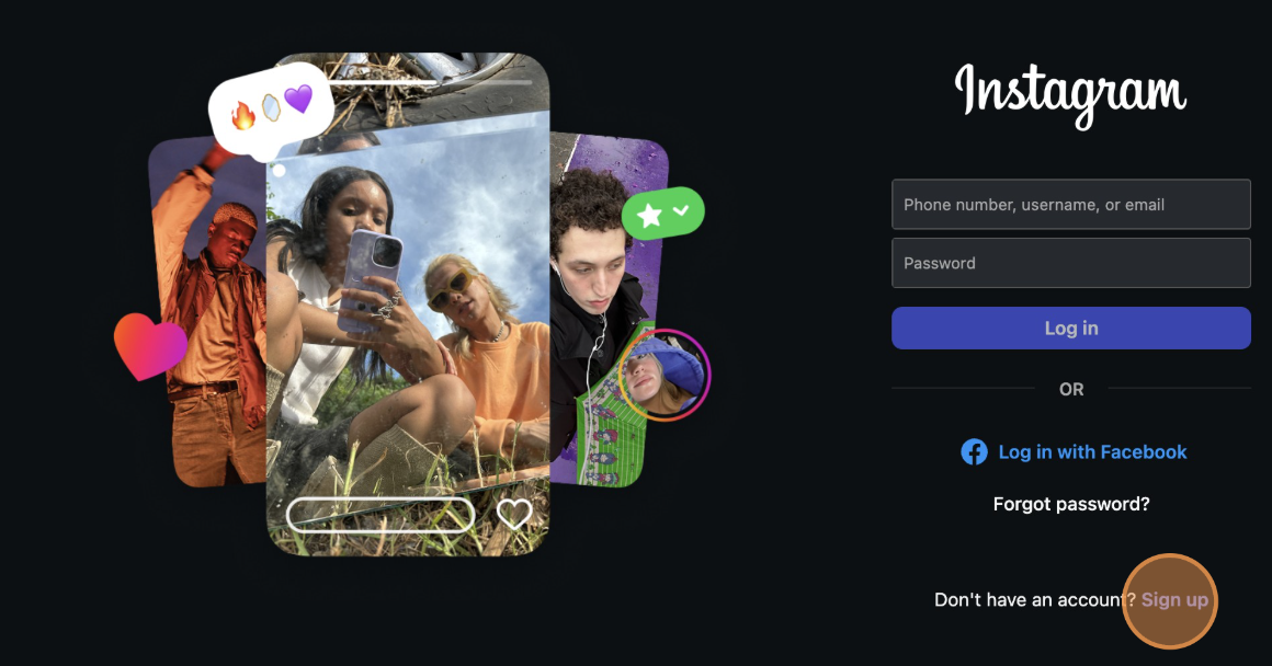 Instagram Sign Up Page - Start creating your account