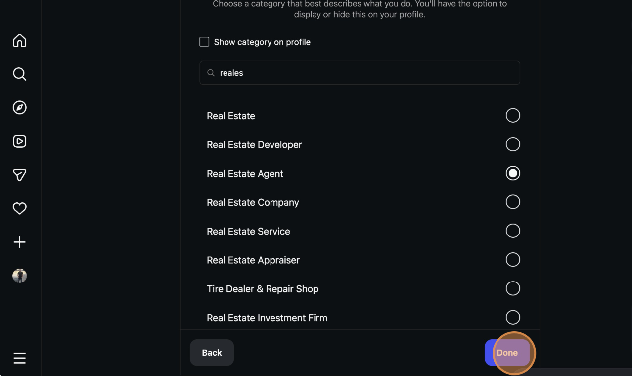 Select Real Estate Agent category